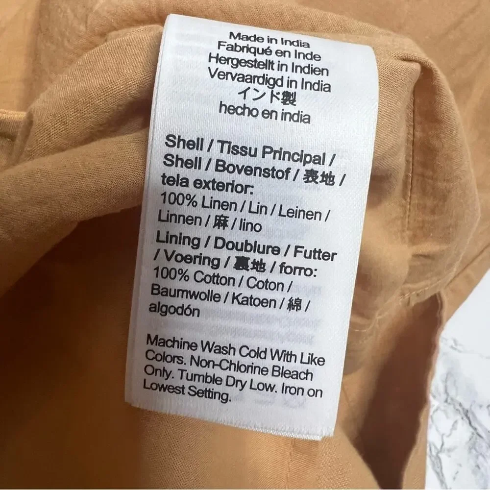 J. Crew Button-back linen shift dress tan brown‎ Sz M